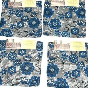 New Chenille Blue Chair Cushion Pillow Covers 18" American Linen Lot Of 4 Boho